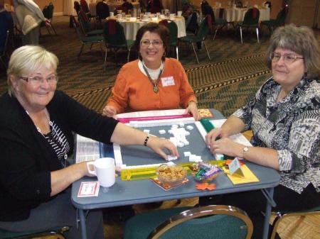 PHOTO CAPTION: Barbara Warner, left, Nancy Krawczeski, Belinda Germain are having fun playing Mahjong at NLH & NH Auxiliary's annual Card/Game Party 