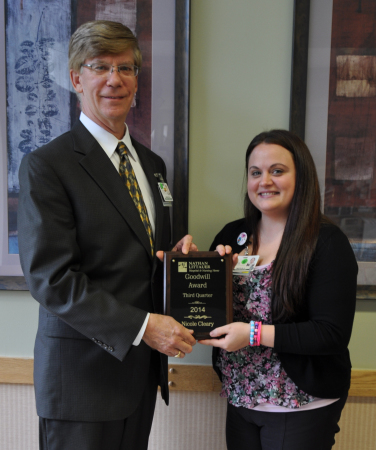 PHOTO CAPTION: Littauer President and CEO Laurence Kelly with NLH third quarter Goodwill Award honoree Nicole Cleary 