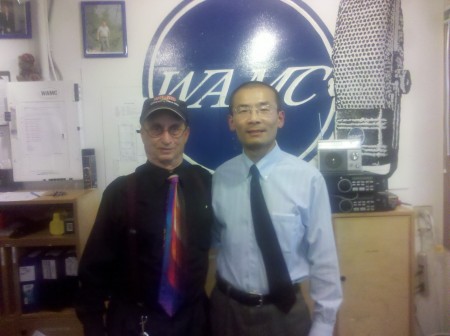 Dr. Shen (left) pictured with Dr. Alan Chartock at WAMC studios