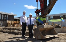 Laurence E. Kelly, President and CEO, Nathan Littauer Hospital & Nursing Home, left, together with Dr. Soo Lee, American Renal Association stand together on the new dialysis center construction site in Gloversville