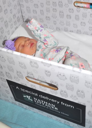 2.The Baby Box Co. and Littauer collaborate to bring Baby Boxes to the Littauer community. Shown here is the first baby to receive the gift