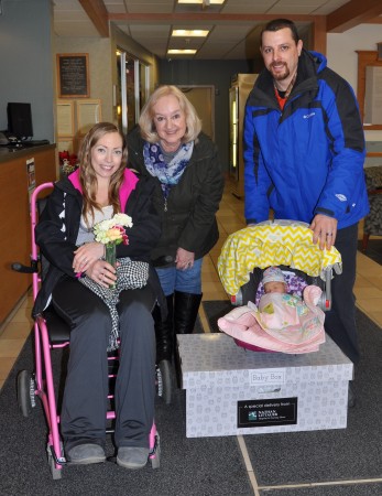 1.The Hart family with the first baby to receive a Baby Box from Littauer