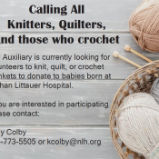 Auxiliary Calls Upon All Knitters, Quilters, and Those Who Crochet