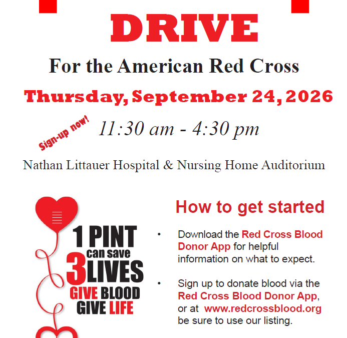 Nathan Littauer Hospital & Nursing Home to Host American Red Cross Blood Drive Amid National Blood Supply Crisis